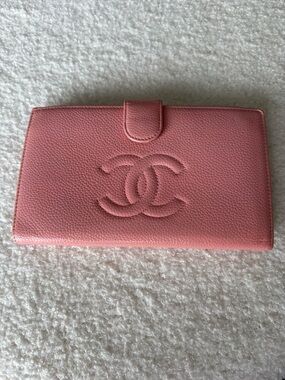CHANEL Pink Quilted Caviar Leather Wallet